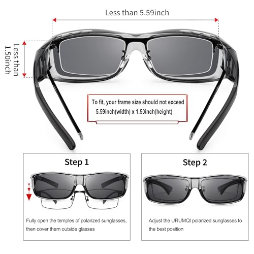 Image of URUMQI Polarized Sunglasses Fit Over Glasses for Men Women, Wraparound Sun Glasses UV400 Protection for Driving Fishing