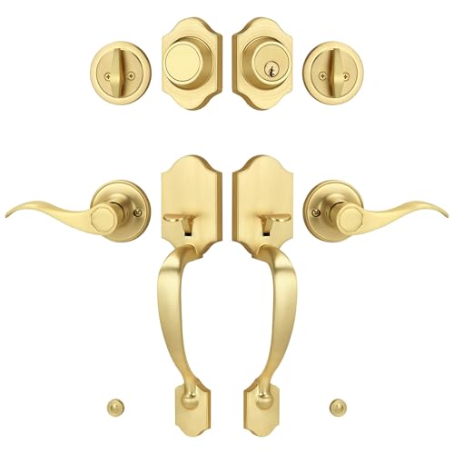 LOQRON Double Front Door Handle Set Dummy and Deadbolt,