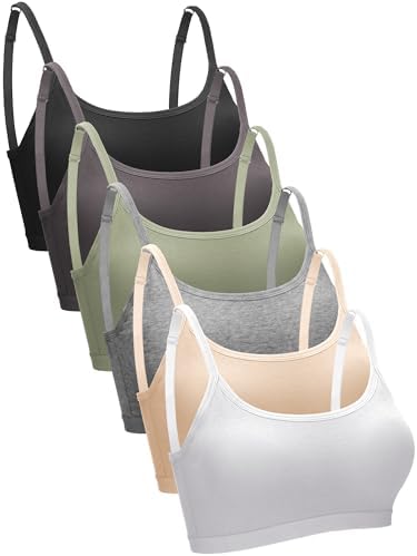 Blulu 3/6 Pieces Mini Camisole Bra Wireless Padded Bra Sport Cami Bralette with Adjustable Straps for Women Girls