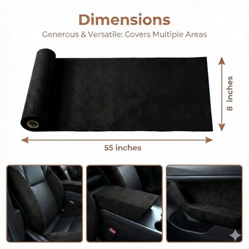 Image of Suede Fabric Wrap - Self Adhesive Film Sticker 8 x 55 Inches Silky Decal Sheet for Car Interior Furniture Upholstery DIY Elastic Stretch Peel and Stick Black