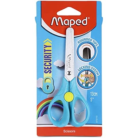 Maped Children's Security Scissors, Blue,green,pink, 13cm Cover