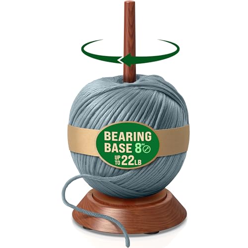 Image of BARVA Yarn Holder 22 Lb Capacity for Chunky Yarn | Smooth Bearing Spinner & Big Rubber Anti Slip Pads for Stability | European Wood Crochet Accessories and Pro Tools for Fiber Crafts