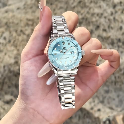 Image of OLEVS Watch Women Silver Watches for Women Luxury for Small Wrists Dress Stainless Steel Women's Wrist Watches Easy to Read Reloj para Mujer Black /Blue /Gold /Green /Pink /Purple
