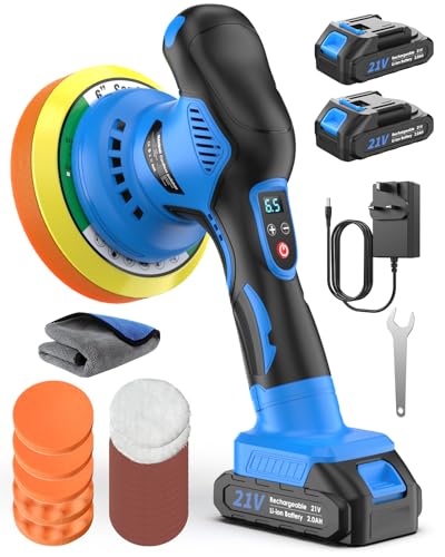 Cordless Car Polisher 9mm Orbital 2*21V 2.0Ah Battery for Car Detailing