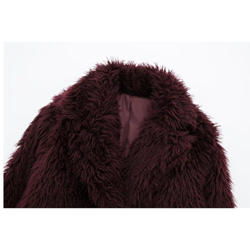 Mtsebmves Women's Cropped Faux Fur Jacket Long Sleeve Button Warm Winter Coats Shaggy Furry Outerwear with Pockets3