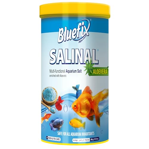 Image of Bluefix Salinal Aquarium Salt - 300 g | Medicated Multi-Functional Salt with Aloevera Extract | Boosts Immunity, Reduces Stress, Promotes Healing & Maintains Clear Aquarium Water