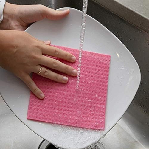 Image of Highly Absorbent Cellulose and Cotton Sponge Wipes for Kitchen Pack of 10 Pcs | Multipurpose, Washable, Reusable, Cleaning Wipes