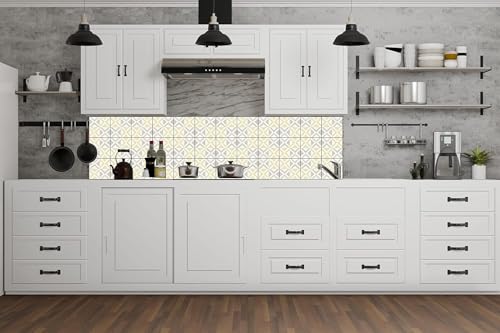 Image of Moroccan Tile Stickers | Waterproof Self Adhesive Peel & Stick Tile Decals for Kitchen Backsplash, Bathroom Wall, Floor, Furniture & Glass (4x4 Inch, Design 75)