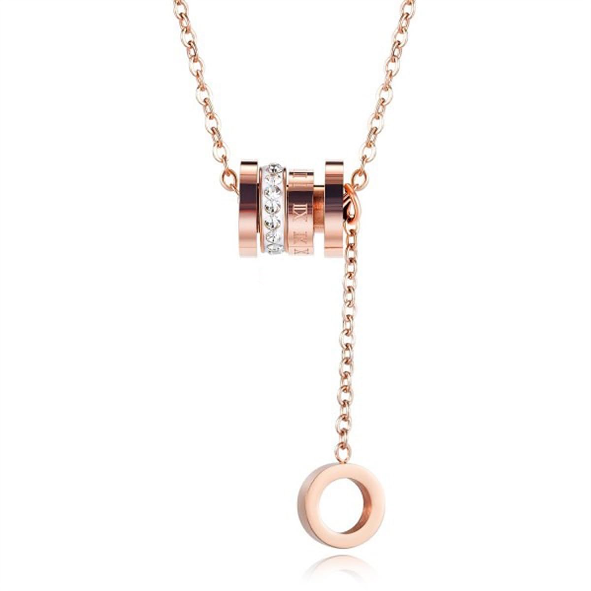 jewels galaxy Rose Gold Plated Stainless Steel Cubic Zirconia Pendant with Hanging Loop (CT-PS-48055)-picture-29