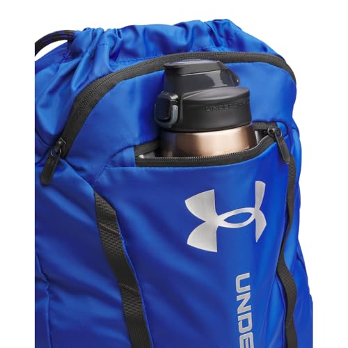 Image of Under Armour Unisex Hustle Sackpack, (400) Royal /Black /Metallic Silver, One Size Fits Most