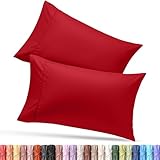 Utopia Bedding Standard Pillow Cases - 2 Pack - Envelope Closure - Soft Brushed Microfiber Fabric - Shrinkage and Fade Resistant Pillow Covers Standard Size 20 X 26 Inches (Standard, Red)
