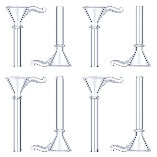 Stem Clear Scientific Glass Tube Adapters Transparent Scientific Tube Adapters 2.56 and 3.15 Inches Stem Glass Tube Clear Funnel Adapter for Scientific and Lab Experiments (8 Pieces)