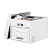 10 BANKERS BOX Storage Boxes Durable Storage Boxes with Lids - Heavy Duty Cardboard Boxes with Handles for Storage & Relocating - W32.5 x H28.5 x D39cm (Pack of 10) - White