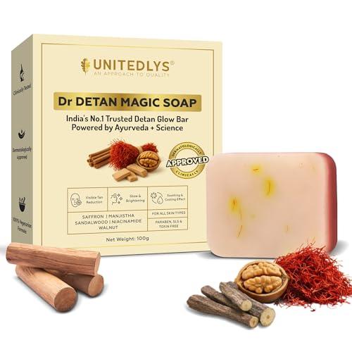 Image of India's 1st Dermatologically Tested Premium Handmade Dr. De-Tan Magic Soap Tan Removal 100G | Sandalwood & Saffron Mixed | Ideal for Men & Women | Suitable for All Skin Type