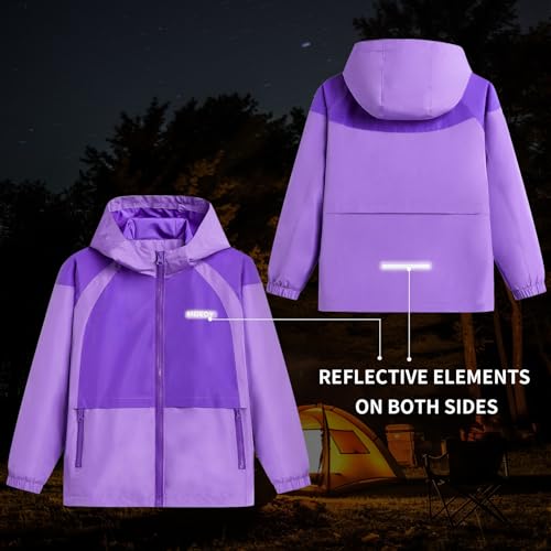 Image of MGEOY Kids Rain Jackets Waterproof with Hood Lightweight Rain Coats for Girls Boys
