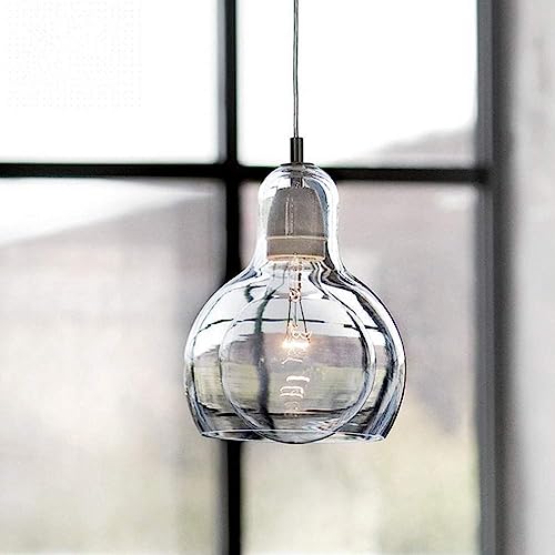 Lustre en verre clair suspendu pour ampoule E27 et plafond moderne