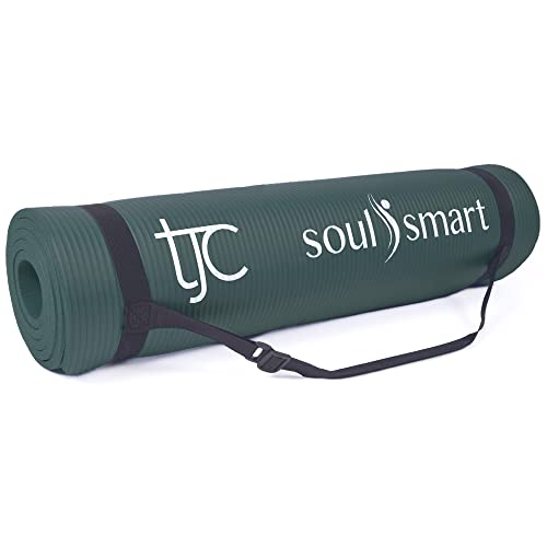 TJC Yoga Mat Non-Slip NBR - 10MM Thickness, Exercise Mat for Home, Eco Friendly Workout Mat, Travel Yoga Mat with Carrying Strap for Yoga, Pilates and Fitness, 188x61x1.0 CM(6.2ft Length & 2ft Width)