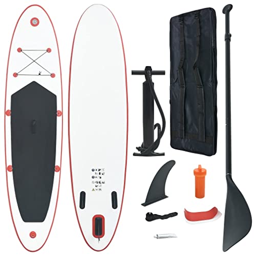 Vidaxl Juego De Tabla De Paddle Surf Hinchable Rojo/Blanco Deportes Acuáticos