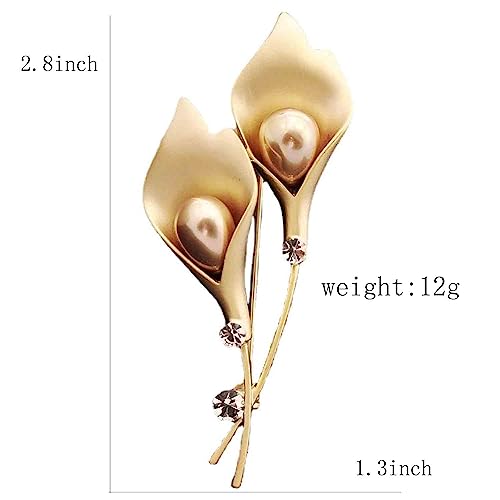 Image of Crystal Pearl Flower Brooches Pins Fashion Beautiful Created Rhinestone Floral Brooch Good Idea for Party Dance Wedding Banquet for Elegant Women Girl