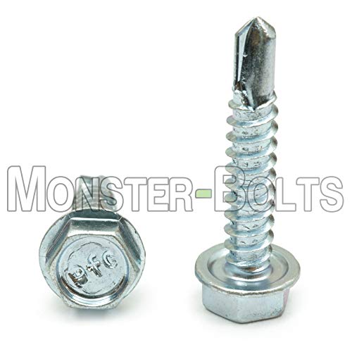 #10 x 1 pulg Tornillo Autoperforante Hexagonal Zinc Pack 100 miniatura 4