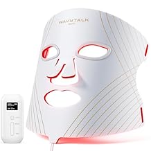 wavytalk Red Light Therapy Mask for Face, Glow Time LED Face Mask Light Therapy for Anti-Fine Line, Acne Treatment and Skin Rejuvenation with Red, Near-Infrared Light, Blue & Amber Light Therapy White