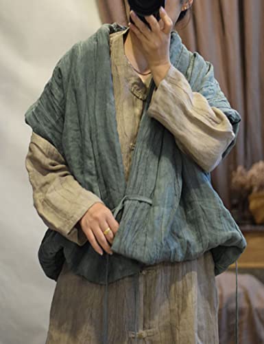 NFYM Women's Vintage Crop Irregular Wrap Front Vest Linen Soft Warm Quilted Sleeveless Jacket with Pocket4