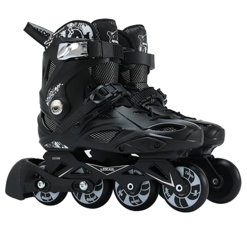 Yehfurs Professional Inline Skates, Outdoor Unisex Fitness Roller Skate for Adult, Men and Women, Boy and Girl(Black, Size 4-12) (Men 9.5/Women 10.5)