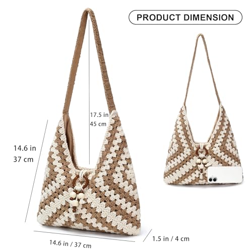 Bolso playero bohemio tejido de crochet para mujer miniatura 4