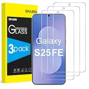 SPARIN 3 Stück für Samsung Galaxy S25 FE Panzer Schutz Glas, Fingerabdruck-ID Kompatibel, HD-Klar, 9H Härte, 6,7 zoll, Anti-Kratzen