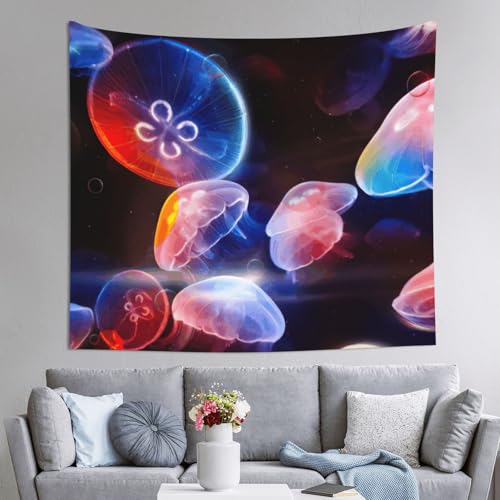 Tapiz de medusas grande JEJEA de 152 x 130 cm para decoración de pared de habitación