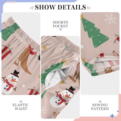 Merry Christmas Kangaroo Snowman Boys Long Pants Soft Trousers Elastic Waist Kids Lounge Bottoms with Pockets S-XL4