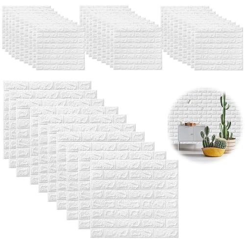 40 Piezas Papel 3D Blanco Ladrillo Pared Autoadhesivo, 35 × 38 cm Grueso Impermeable PVC Panel Decorativo Pared, Revestimiento de Paredes, Pegatinas Pared para Paredes de Cocina, Oficina, Dormitorio