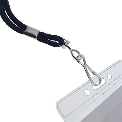 25 Pack - Premium Name Tag Badge Holders With Lanyards - Horizontal Clear Plastic Card Pouch And Lanyard Holder For School And Events By Specialist Id (Black) #TOP1