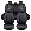 ZHISHIGUO Full Set Auto Sitzbezüge FüR Ford Ranger Wildtrak (2016-2026), Wasserdichter Leder-Autositzbezug, Seasons Protectors VerschleißFest, 5-Sitzer Autositzbezug(Black)