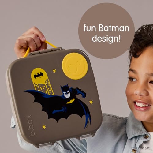 Image of b.box Batman Lunch Box for Big Eaters All Ages - 8.5 Cup Leak Proof Bento Box with 4 Compartments, School Lunch Container with Ice Pack, Dishwasher Safe, BPA-Free, PFAS-Free