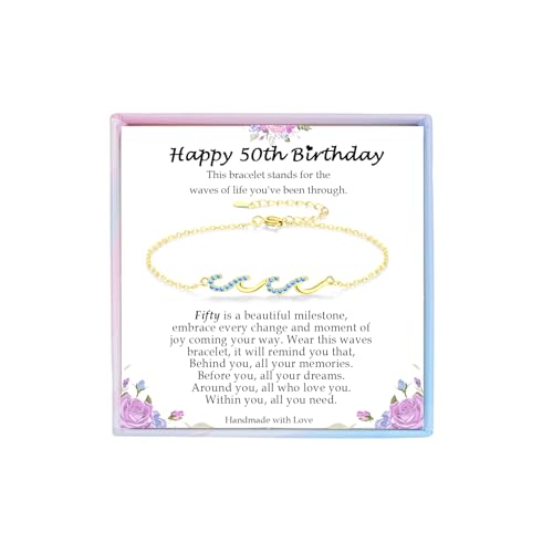 Image of Gifts for Women Christmas Birthday, Silver Wave Bracelets for Woman Mom Wife Grandma Daughter Granddaughter Friend Sister, The Waves of Life We've Through Together Mothers Day Graduation Gift