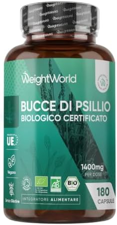 Organic Psyllium Peels, 180 Vegan Capsules, 1400mg per Dose, 3 Mo...