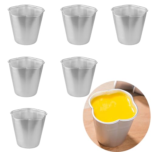 image for QJFCare 6 Pcs Popover Pan, Aluminium Pudding Tin Cup Baking Maker, Ind