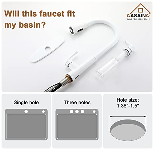 Casainc Kitchen Faucet With Pull Down Sprayer Matte White With Led Function, 17.31In H Touchless 1.8 Gpm Single Handle Kitchen Sink Faucet, Lead-Free Copper For Bar Laundry Kitchen Sink #TOP7