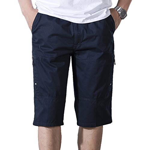 AKIMPE Cargo Short Fashion Mens Casual Multi Pocket Beach Work Classic Fit Relaxed Loose Cotton Flex Waist Side Elastic Ripstop Lightweight Premium Big and Tall Outdoor Pants Utility Trouser
