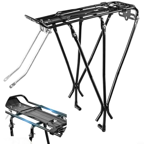 Estante trasero de aleación de aluminio para bicicleta de carretera de montaña, disco para V-BRAKE 24-28 pulgadas, portador de carga resistente con soportes laterales, negro para desplazamientos