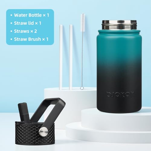 Image of BJPKPK Insulated Water Bottle, 15oz Stainless Steel with Straw Lid