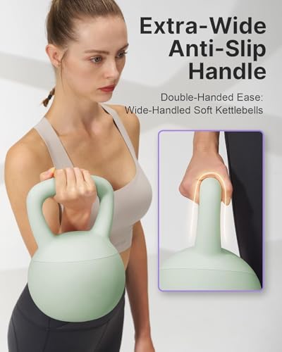Image of Soft Kettlebells with Cushioned Impact-Resistant Base and Anti-Slip, Wide-Grip Handle for Home Workouts, Weightlifting, and Full Body Strength Training (Mint Green (2kgs))