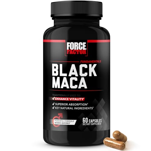 Force Factor Black Maca Root Vitality Supplement for Men with Superior Absorption and Power, Natural