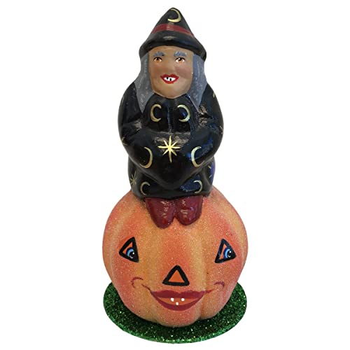 Alexander Taron 190-3 Schaller Paper Mache Candy Container-Witch Pumpkin, Green