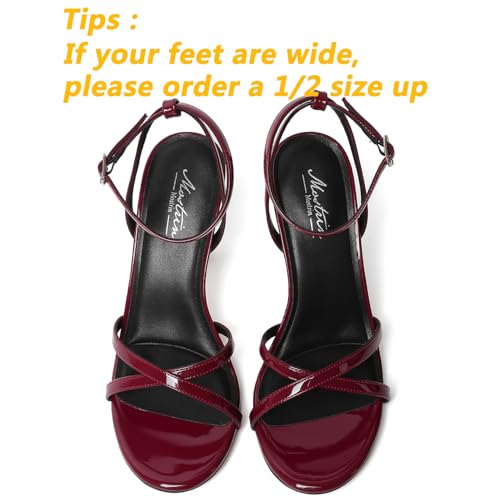 Image of Mostrin Strappy Heels for Women Ankle Strap Heels Women's Heeled Sandals for Party Prom Wedding