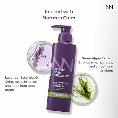 Image of Cincinnus Silky Smooth Shampoo | Green Algae Extract, Salicylic Acid, Lavender, Rose, B5 | shampoo for soft, shiny and smooth hair | Nourishing Shampoo for Dull & Rough Hair (500ml)