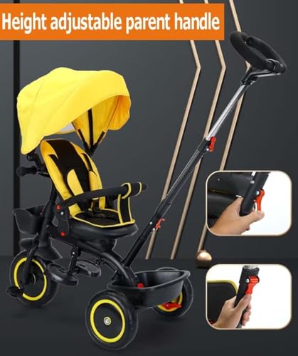 Kinderwagen-Dreirad für Kleinkinder im Alter von 1–5 Jahren,Kinderdreirad mit abnehmbarem Verdeck und Schiebegriff für Eltern,Kinderwagenwagen mit verstellbarer Rückenlehne,drehbarem Sitz,Titanrad – Bild 7