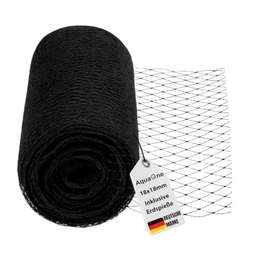 AquaOne Teichnetz feinmaschig 2x3m Teichabdeckung für laubfreien Teich vielseitiges Netz in schwarz Abdecknetz mit 6 Spießen Schutznetz für Gartenteich