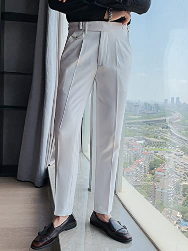 Men's Suit Pants Slim Fit Straight Trousers British Style Business Formal Wear Dress Pants2